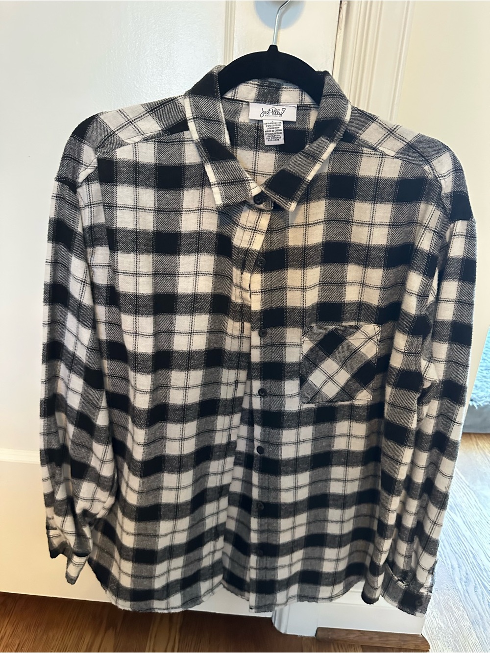 Joe's Jeans Black and White Plaid Button-Down Shirt